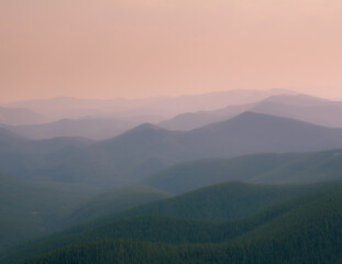 mountains in smoke