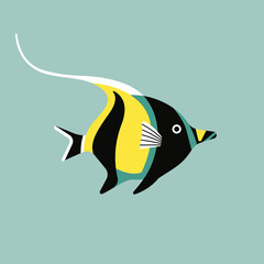 Vector illustration of isolated fish. Handdrawn design element