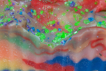 Fototapeta premium Closeup of beautiful bright colors of handmade soap from small business 