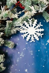 Obraz na płótnie Canvas postcard layout. blue christmas background with snowflakes