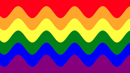 Rainbow gay pride flag background  with a decorative wavy pattern in high resolution.