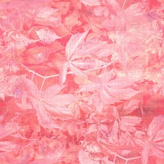 Fototapeta premium Coral pink girly sweet seamless pattern texture. High quality illustration. Candy, ice cream, or sherbet pink. Natural texture with digital leaf foliage pattern overlay.