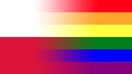 Flag of Poland merged partially with the Rainbow flag (LGBT movement)