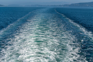 Wake from a Ferry leaving Anacortes, Washington on the way to the San Juan Islands