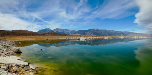 Mono Lake Tufa State Natural Reserve, California. Spectacular panoramic view.