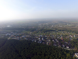 Aerial view of the saburb landscape (drone image). Near Kiev