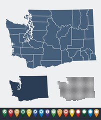 Fototapeta na wymiar Set maps of Washington state