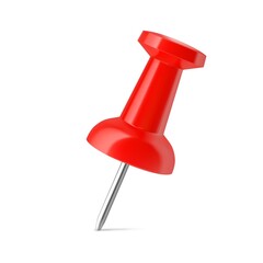 WebRed push pin isolated on white background. Thumbtack. Vector illustration.	