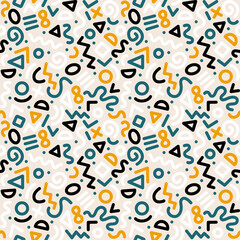 Seamless colorful geometric pattern. Fashion 80-90s. Hipster Memphis style.