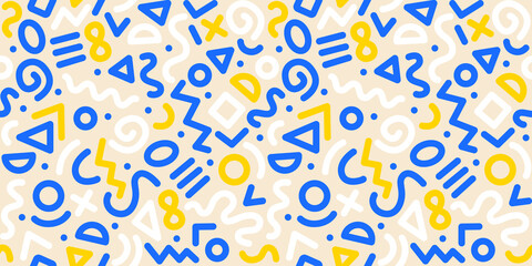 Seamless colorful geometric pattern. Fashion 80-90s. Hipster Memphis style.