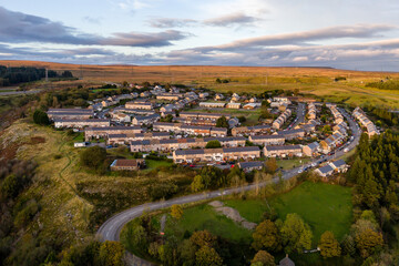 Aerial view of a Welsh town