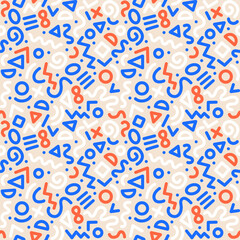 Seamless colorful geometric pattern. Fashion 80-90s. Hipster Memphis style.
