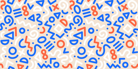 Seamless colorful geometric pattern. Fashion 80-90s. Hipster Memphis style.