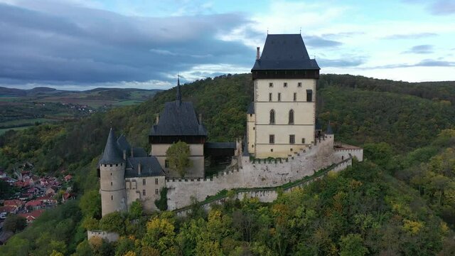 Panoramic view of castle Karlstejn. Czech Republic