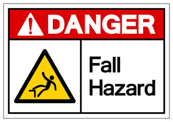 Danger Fall Hazard Symbol, Vector Illustration, Isolate On White Background Label. EPS10