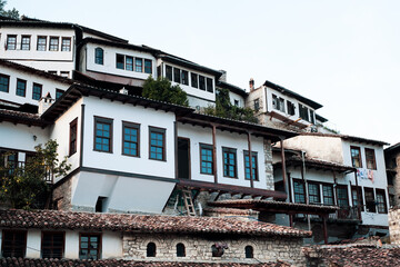 Old town Berat, windows. Albania, World Heritage Site by UNESCO