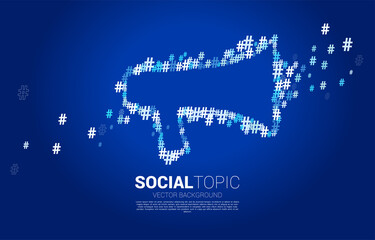 Big Megaphone from small hash flow background .concept for social media topic and news.