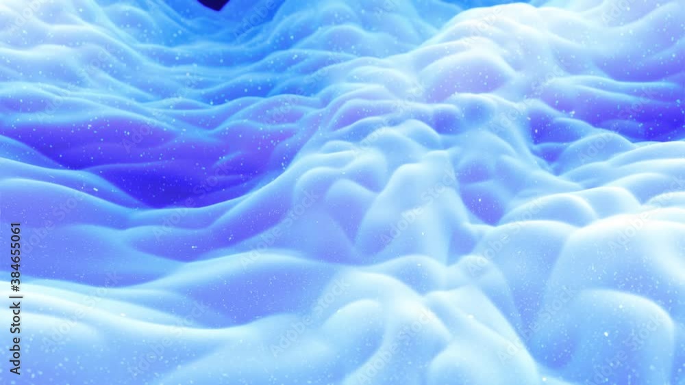 Aufkleber abstract waves of soft blue matte material with light inner glow and glitters on morphing surface. a