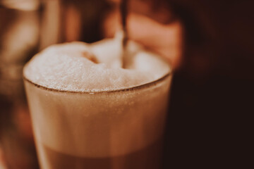latte macchiato coffee in a glass
