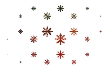 Light Green, Red vector pattern with christmas snowflakes.
