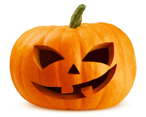 Halloween pumpkin isolated on white background, clipping path, full depth of field