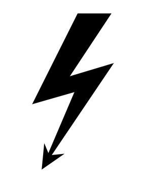 Lightning icon silhouette. Vector illustration isolated on white background.