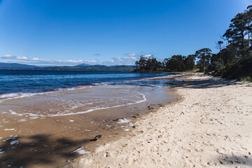 pristine beach landscape in Verona Sands in Tasmania, Australia near Peppermint Bay