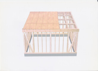 住宅部屋木造構造　天板施工1