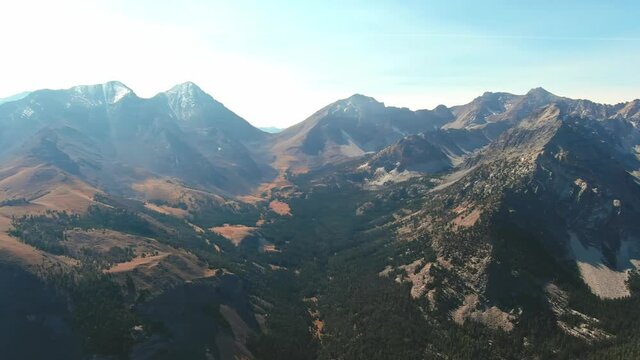 Beautiful mountain range in Idaho as seen from the air
