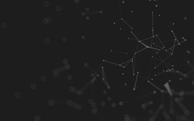 Abstract background. Molecules technology with polygonal shapes, connecting dots and lines. Connection structure. Big data visualization.
