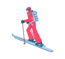 Skier goes uphill