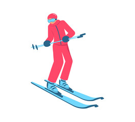 People in mountain ski school