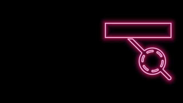 Glowing neon line Pirate eye patch icon isolated on black background. Pirate accessory. 4K Video motion graphic animation