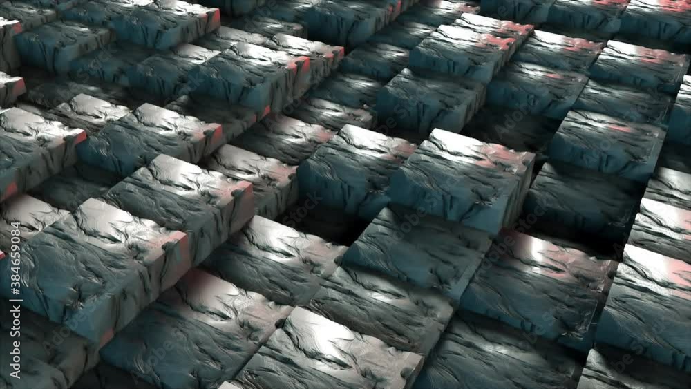 Aufkleber computer generated background marble stone cubes with gold, top view. 3d rendering undulating steppe