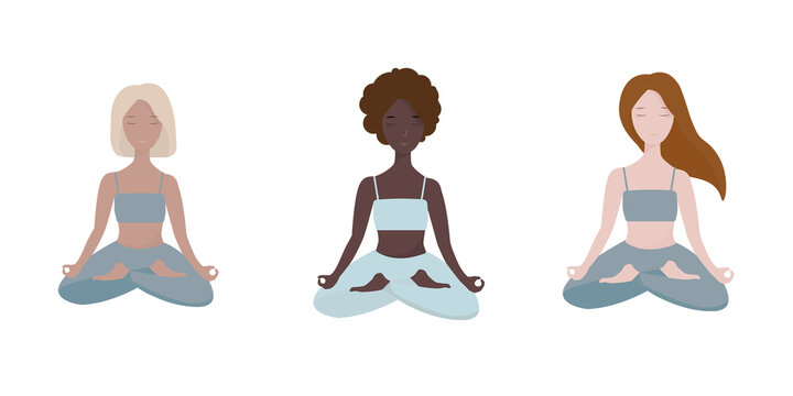 set of girls in yoga poses