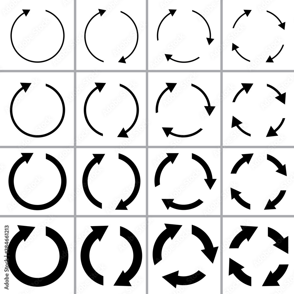 Poster circular arrow in the box. transformation symbol. circulation icon. set of circular arrows. vector i