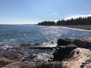 Rocky beach of Bar Harbor Maine