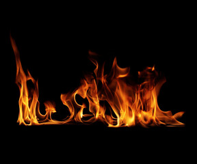 Fire flames on a black background.