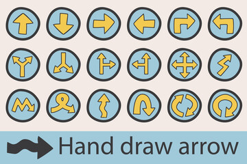 Set of hand drawing arrow icons. doodle style