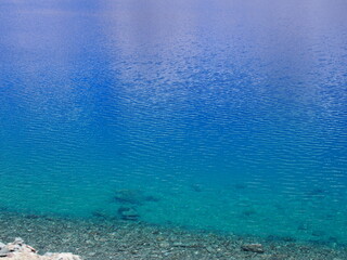 Obraz premium Beautiful, fantastically colored lake, Pangong tso (Lake), Durbuk, Leh, Ladakh, Jammu and Kashmir, India