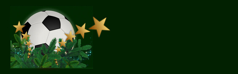 Soccer christmas banner with space for text on green background - Fussball Weihnachtsbanner mit grünem Hintergrund
