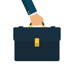 Businessman Hand Holding Black Leather Briefcase.