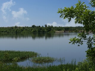 Medium close up of Lake Veteran on a beautiful day at Sulphur, Oklahoma