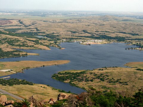 Scenic View Of Lake Lawtonka, Aerial View