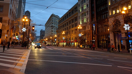 Night view, afterglow in Downtown San Francisco. 2015.