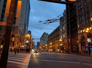 Night view, afterglow in Downtown San Francisco. 2015.