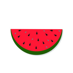 Watermelon slice. Vector cartoon illustration in flat style. Isolated object on white.