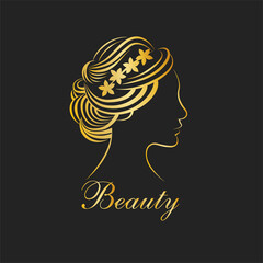 Beautiful woman silhouette logo Premium Vector