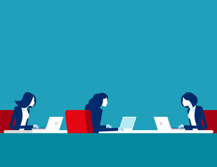 Teamwork office space. People group workplace concept