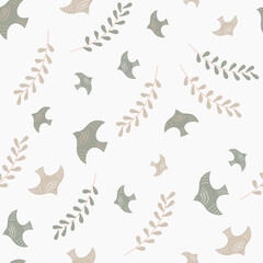 Seamless pattern of flower and birds